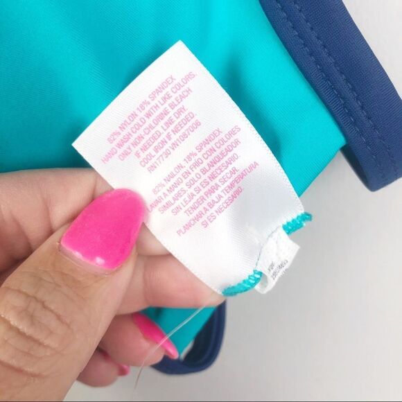 XHILARATION | NEW Teal & Navy Bathing Suit Bikini Swim Top Women’s Size D/DD - Picture 5 of 8